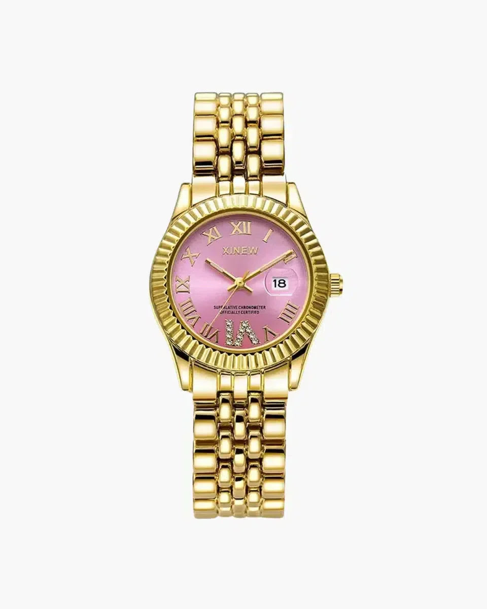 Asteria – Sparkling zirconia stones – Gold-pink watch-10173356998983-Ivory Ombre