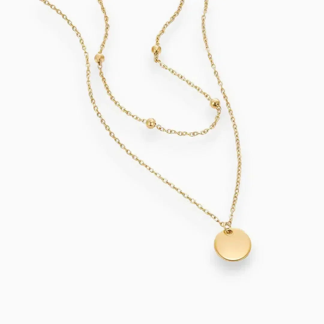 Solania – Layered disc design – Pendant necklace-10173355131207-Ivory Ombre