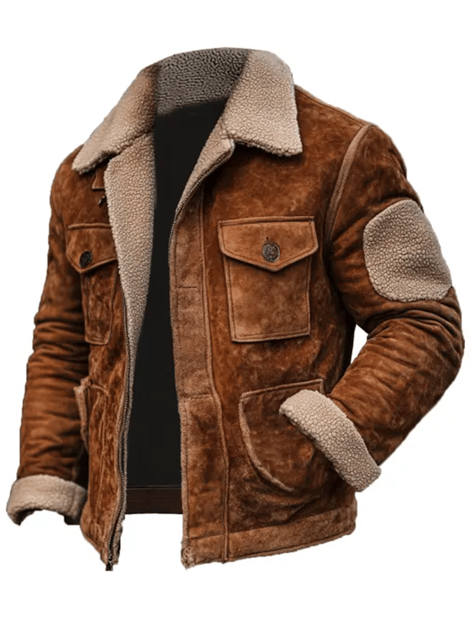 James - Men's Vintage Suede Fleece Patchwork Outdoor Jacket