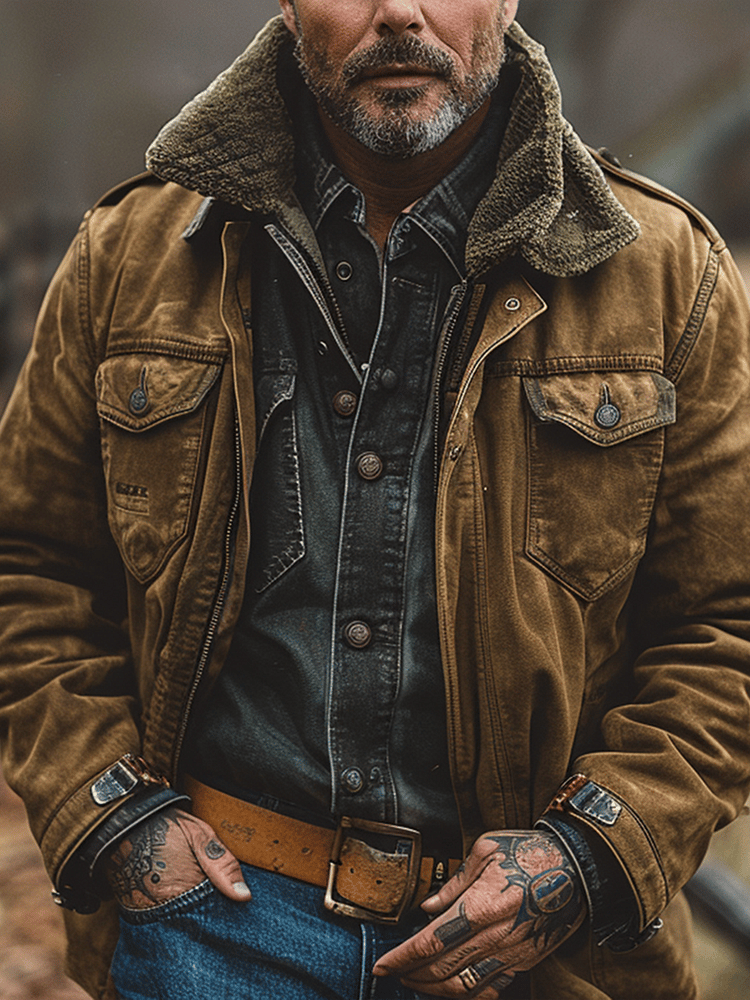 Leo - Men's Vintage Outdoor Sports Jacket with Pockets